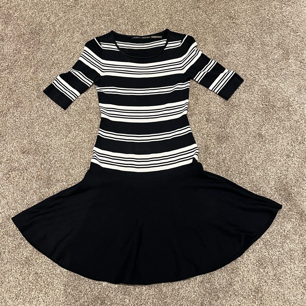 Ivanka Trump Black and White Striped Mini Dress